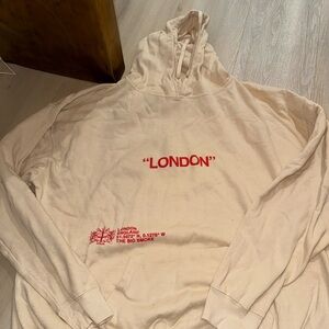 H&M Cream Crewneck Hoodie with Red "LONDON" Print